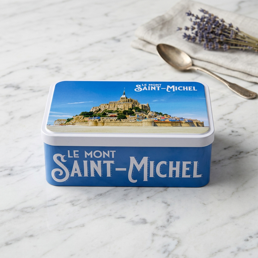 Sugar Box with blue Mont Saint-Michel artwork